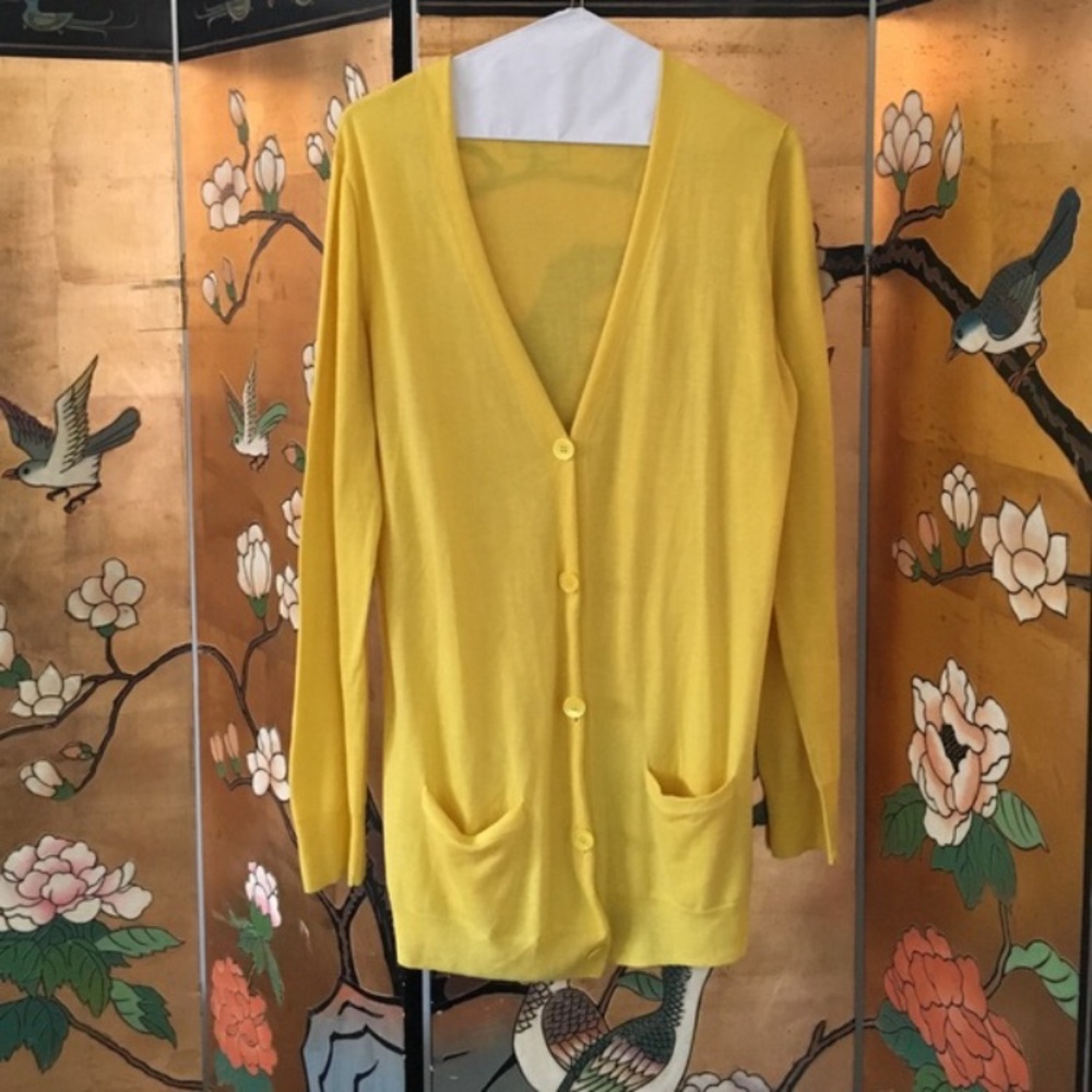 Size L J.Crew yellow cardigan